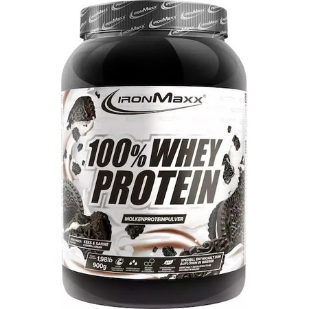 IronMaxx 100% Whey Protein Proteină Din Zer cu Aromă Fursecuri și cremă 900gr