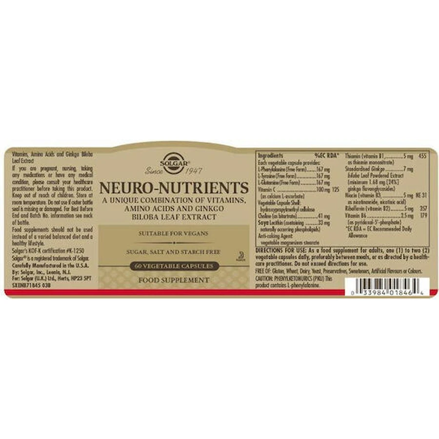 Solgar Neuro Nutrients 60 pflanzliche Kapseln ohne Geschmacksverstärker