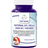 Full Health Natuurlijke D3 2000IU Vitamine voor Versterking Immuunsysteem & Eiergezondheid 2000iu 120 plantaardige capsules