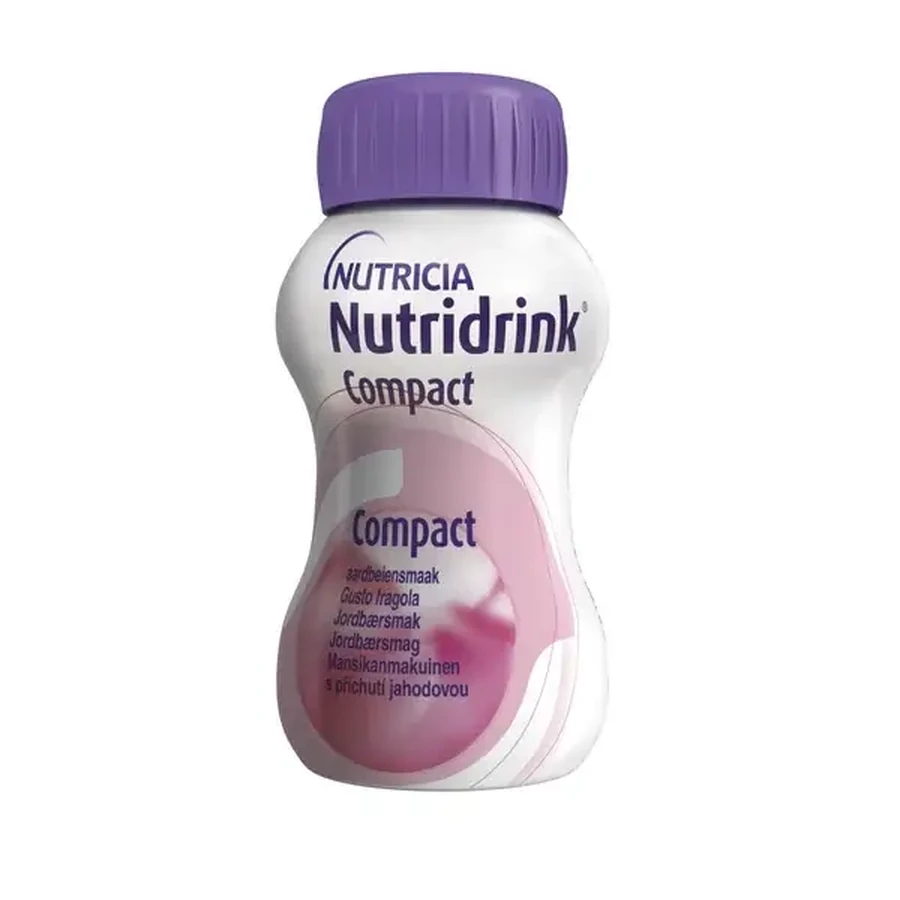 Nutridrink Compact Aardbeiensmaak 4x125 ml, drank voor medisch gebruik