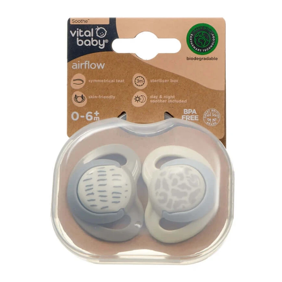 Soothing Soothers With Airflow 0-6 Months Earthsmart Vital Baby