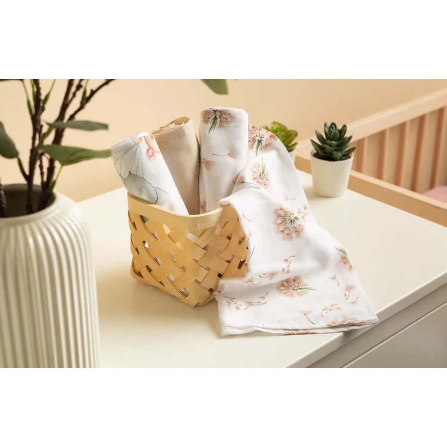 Muslin Diapers Beige Bear 3 Count 70X80 Sm