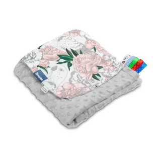 Deken Minky - Grijs Op Bloemen 75X100