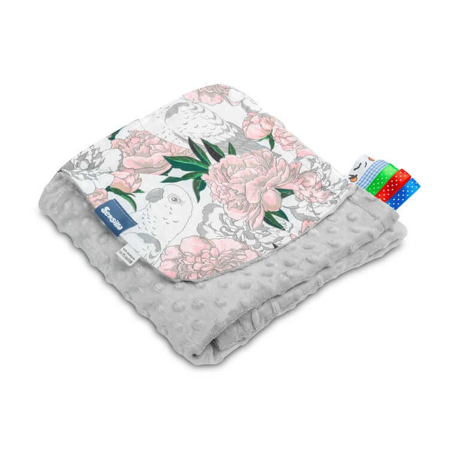 Deken Minky - Grijs Op Bloemen 75X100