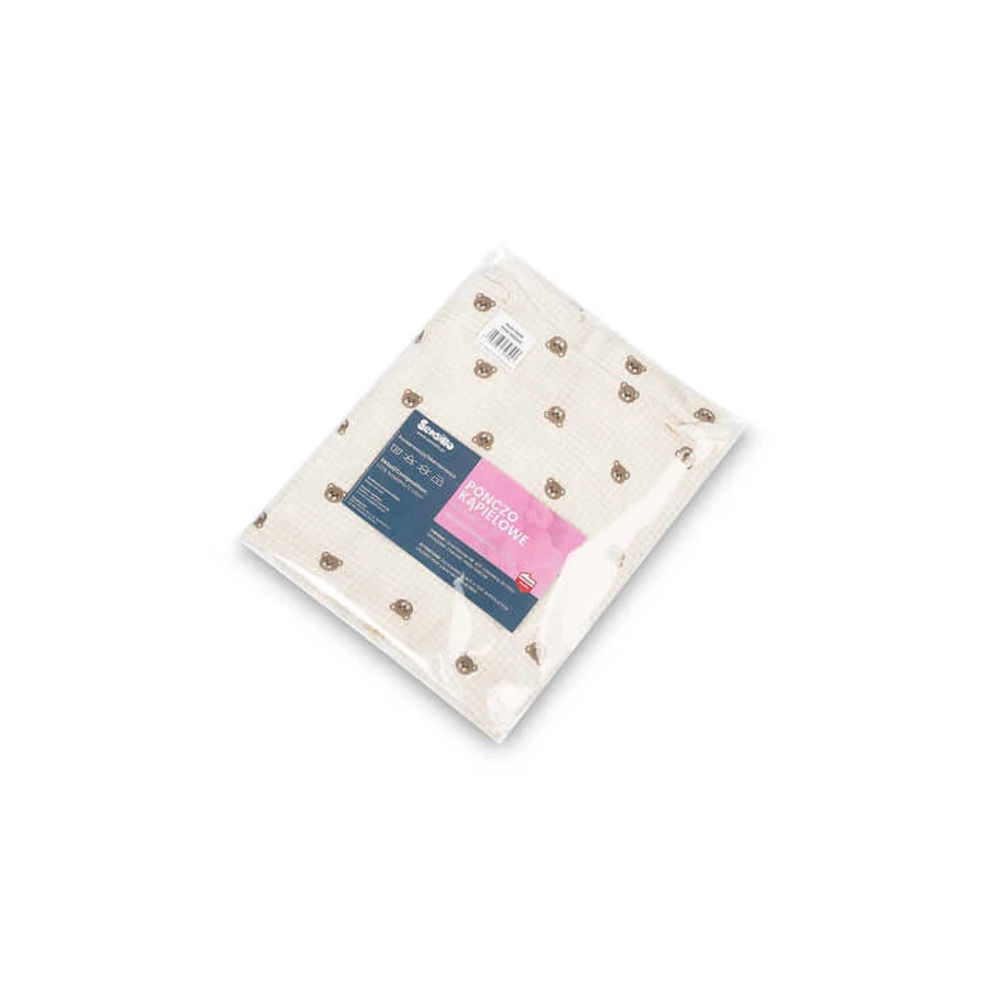 Poncho in mussola Orsetti Beige Sensillo