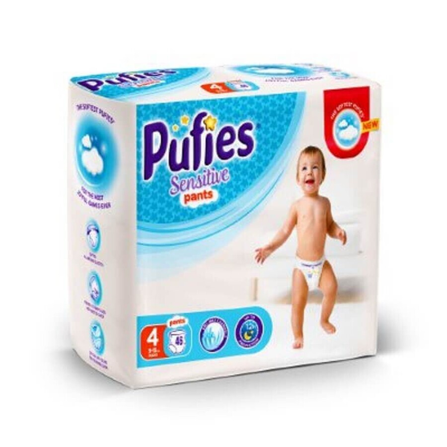 Culotte de protection Sensitive No. 4, 9-15 Kg, 46 pièces, Maxi, Pufies