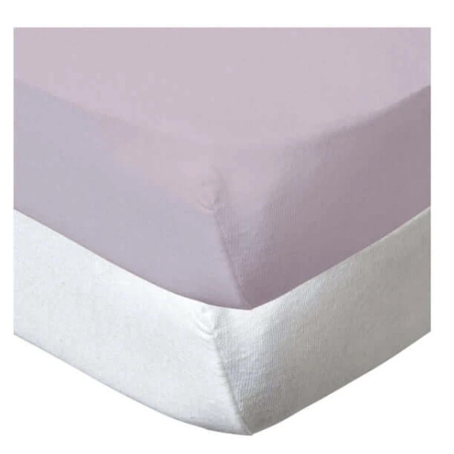 2 draps 60X120cm 100% coton blanc/violet Babycalin