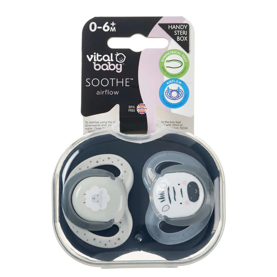 Soothing Soothers With Airflow 0-6 Months Vital Baby