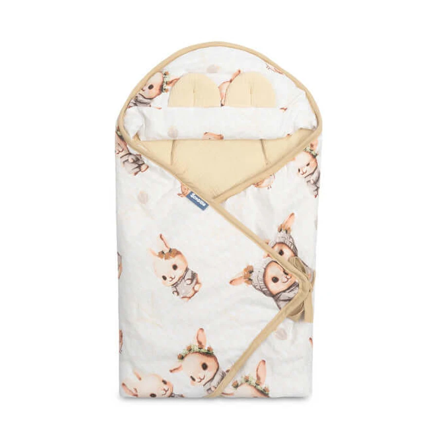 Pañal Muselina 90X90Cm Conejito Beige Para Silla Coche 0-13Kg