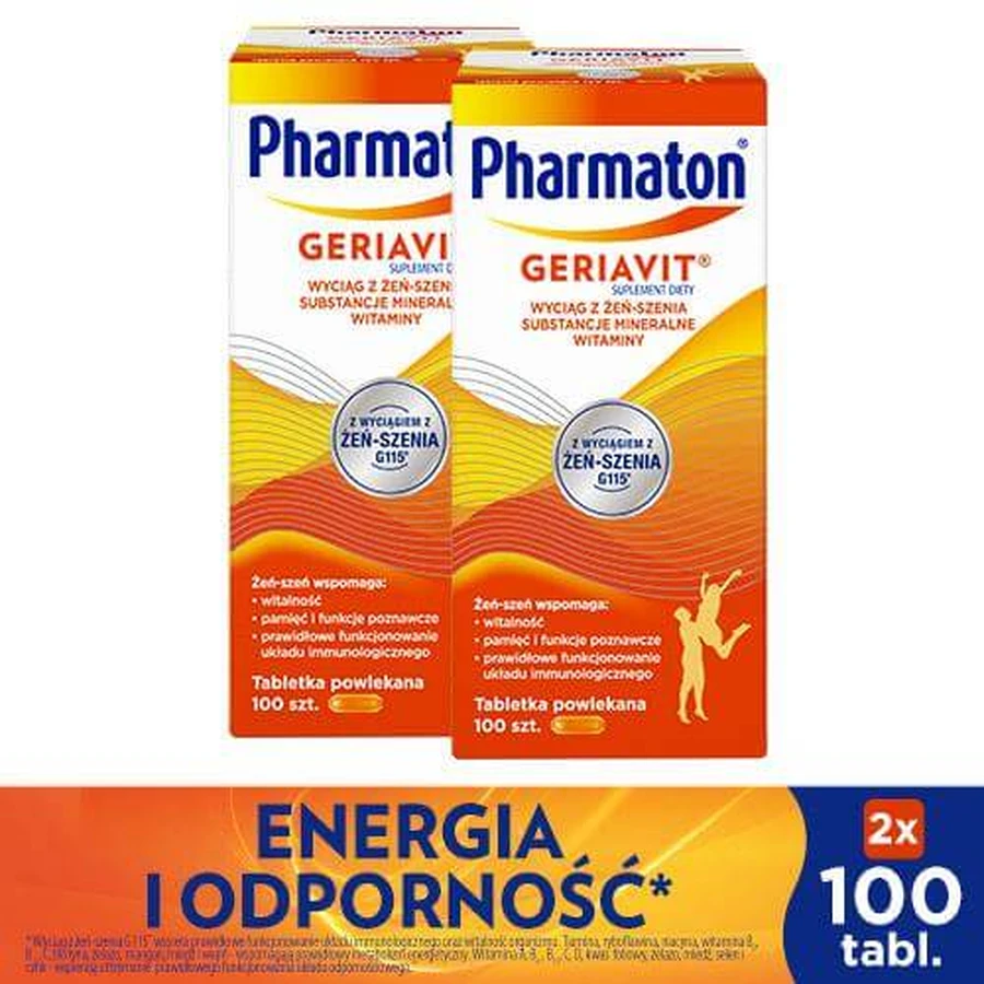 Zestaw 2x Pharmaton Geriavit, 100 tabletek
