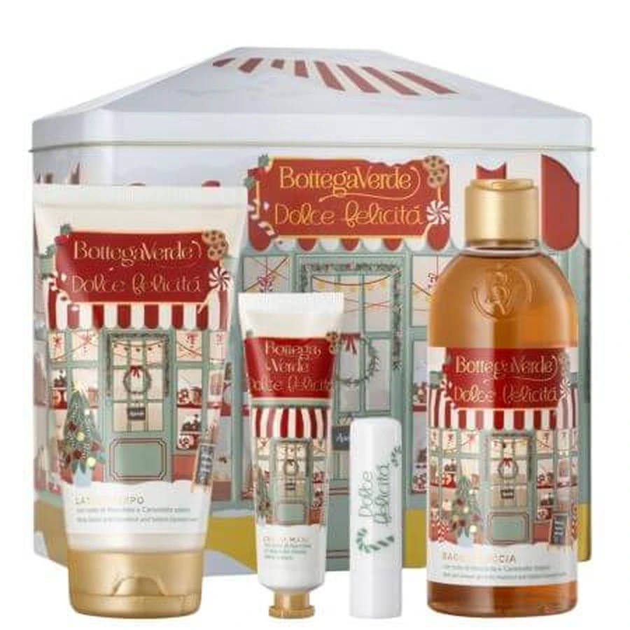 Set Gel de Ducha 250 ml + Loción Corporal 150 ml + Crema de Manos 30 ml + Bálsamo Labial Hidratante 4 ml Dolce Felicità, Bottega Verde