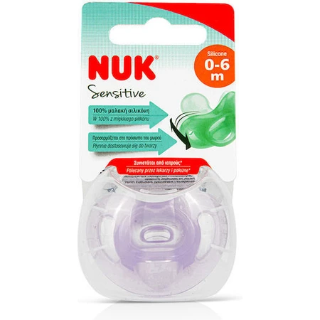 Nuk Sensitive Sucette orthodontique en silicone avec housse Mangekyu pour 0-6 mois