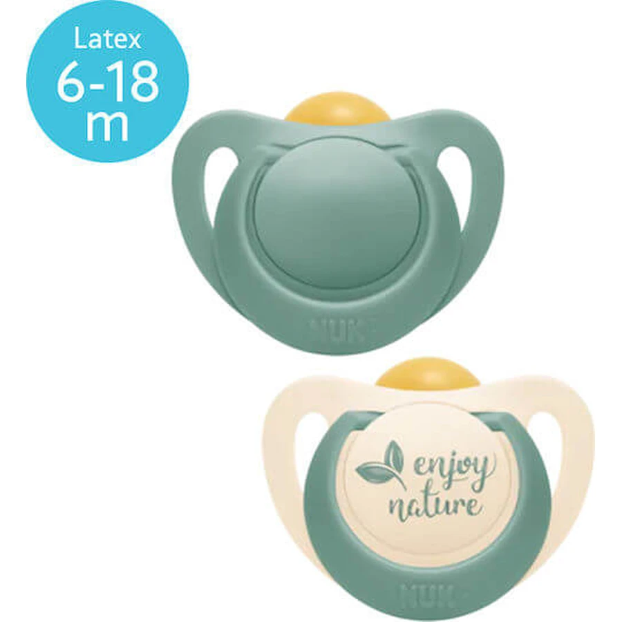 Nuk Chupetes Ortodónticos de Goma Enjoy Nature - Verde para 6-18 meses 2pcs