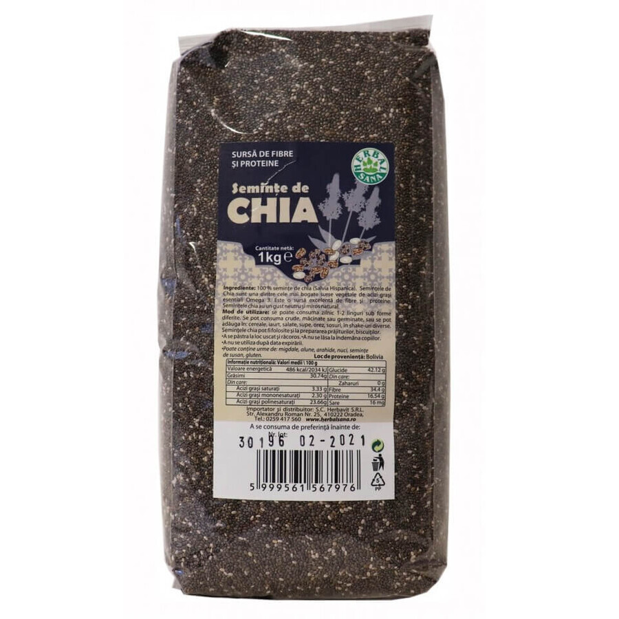 Graines de chia, 1 kg, Herbal Sana