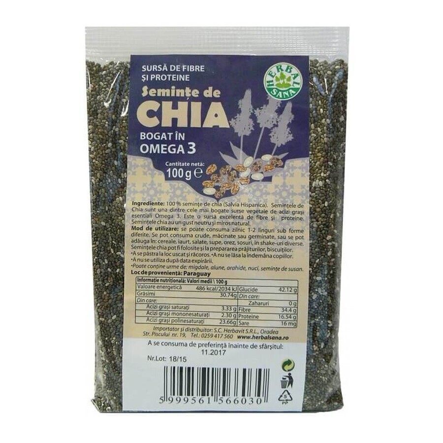 Graines de chia, 100 g, Herbal Sana