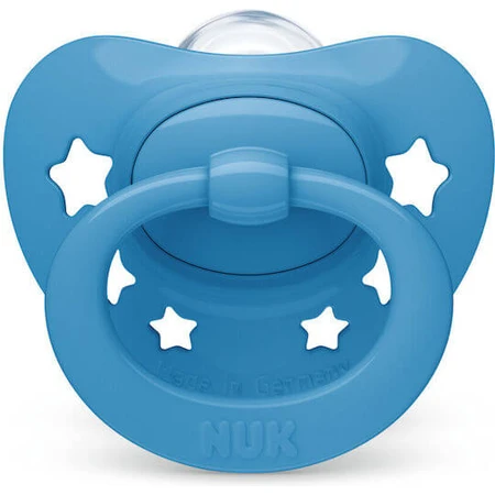 Nuk Signature Sucette orthodontique en silicone avec pochette Star - Bleu pour 18-36 mois