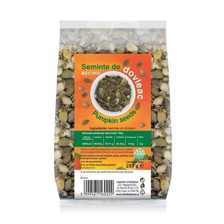 Graines de courge crues, 250 gr, Herbal Sana