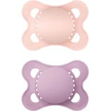Mam Nature's Colors Silicone Orthodontic Pacifiers - Pink-Mov for 2-6 months 2pcs