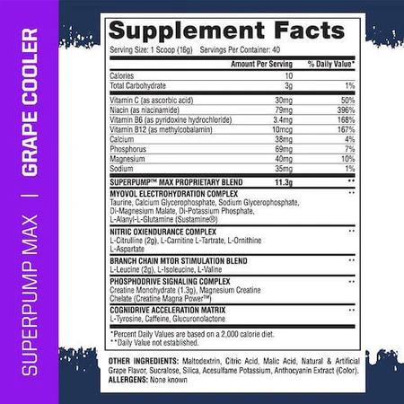 Gaspari SuperPump Max Supliment Alimentar Special 500gr Grape Cooler
