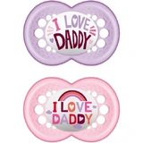 Mamá Original I Love Daddy Silicona Chupetes Ortodónticos - Mov-Roz para 6-16 meses 2pcs