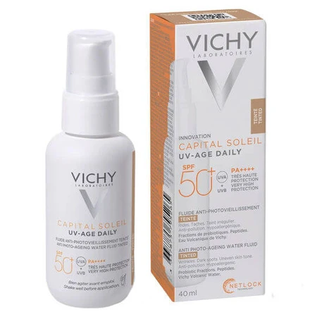 Vichy Capital Soleil UV-Age Daily Cremă de Față cu Protecție Solară SPF50 cu Pigment Nuanță Light 40ml