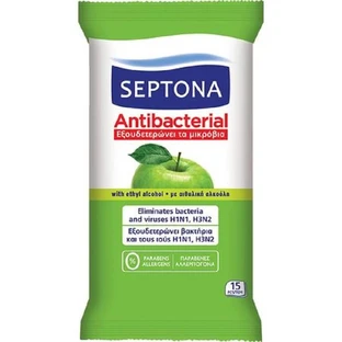 Toallitas húmedas antibacterianas Mar Verde, 15 unidades, Septona