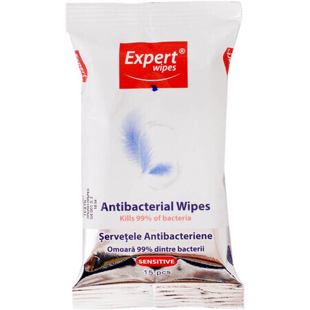 Sensitive antibacteriële vochtige doekjes, 15 stuks, Expert Wipes