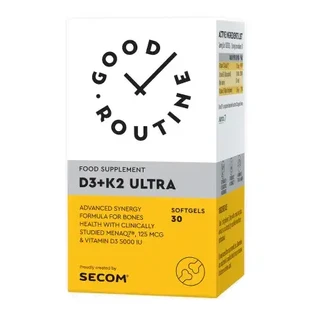 Vitamina D3 + K2 Ultra Good Routine, 30 capsule molli in gel, Secom