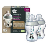 Set de 2 biberons Close To Nature, Panda Bears, 260 ml, Tommee Tippee