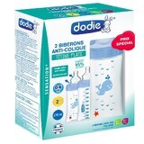 Set of 2 Feeding bottles with sensory function and anti-colic flat teat, Large, 2x270 ml, 0-6 months, Dodie