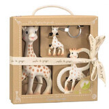 Set van 2 bijtspeeltjes en Mama en Baby Giraf Sophie sleutelhanger, Vulli