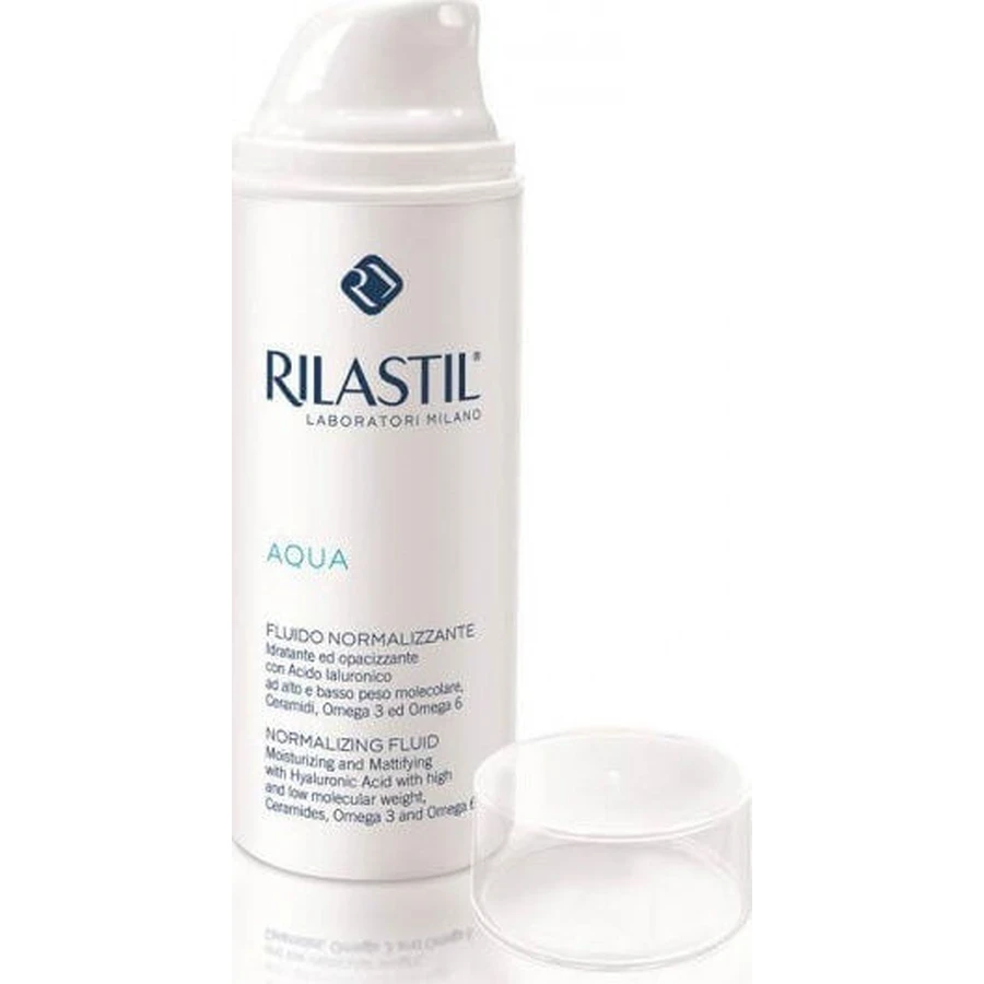 Rilastil Aqua 24h Hydraterende en Regulerende Vloeibare Gezichtscrème met Hyaluronzuur en Prebiotica 50ml