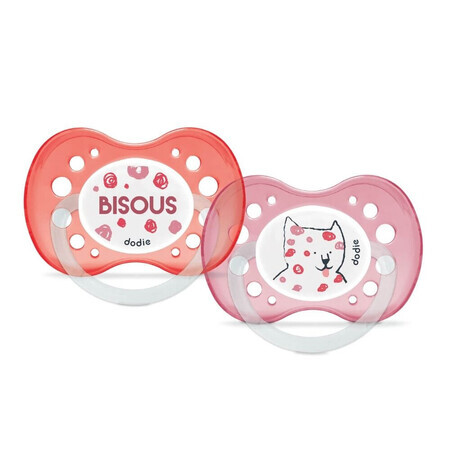 Set di 2 ciucci anatomici per bambina, animali divertenti, vari modelli, +18 mesi, Dodie