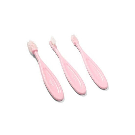Set van 3 tandenborstels, roze, Babyono
