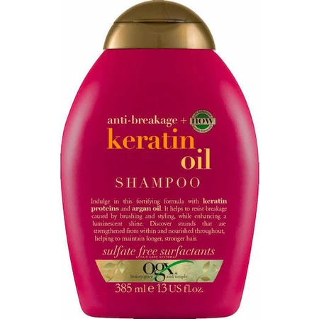OGX Strength & Length + Keratin Oil Szampon przeciw wypadaniu włosów do włosów łamliwych 385ml: ceny i cechy