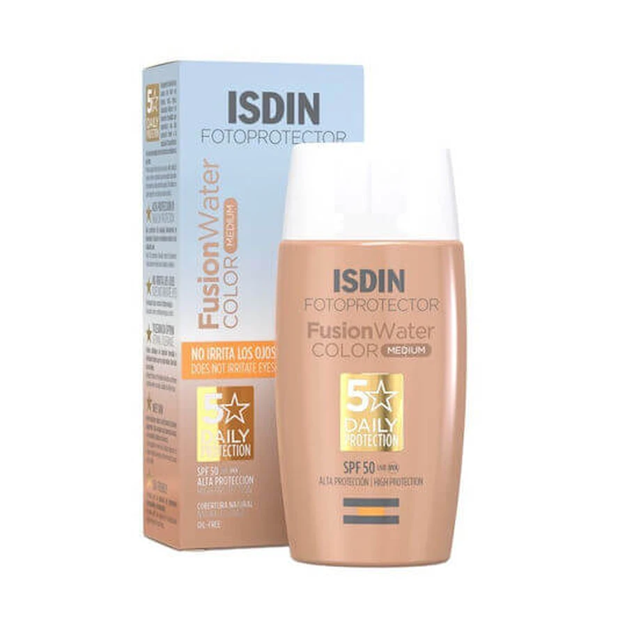 Isdin Photoprotector Fusion Water Sun Protection Krem do twarzy SPF50 z pigmentem średni odcień 50ml: ceny i cechy