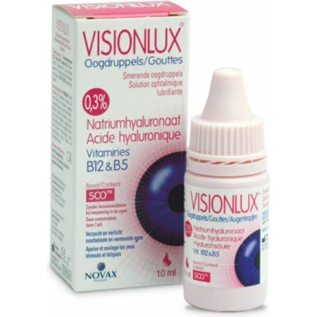 Novax Pharma Visionlux Hyaluronsäure Augentropfen für trockene Augen 10ml