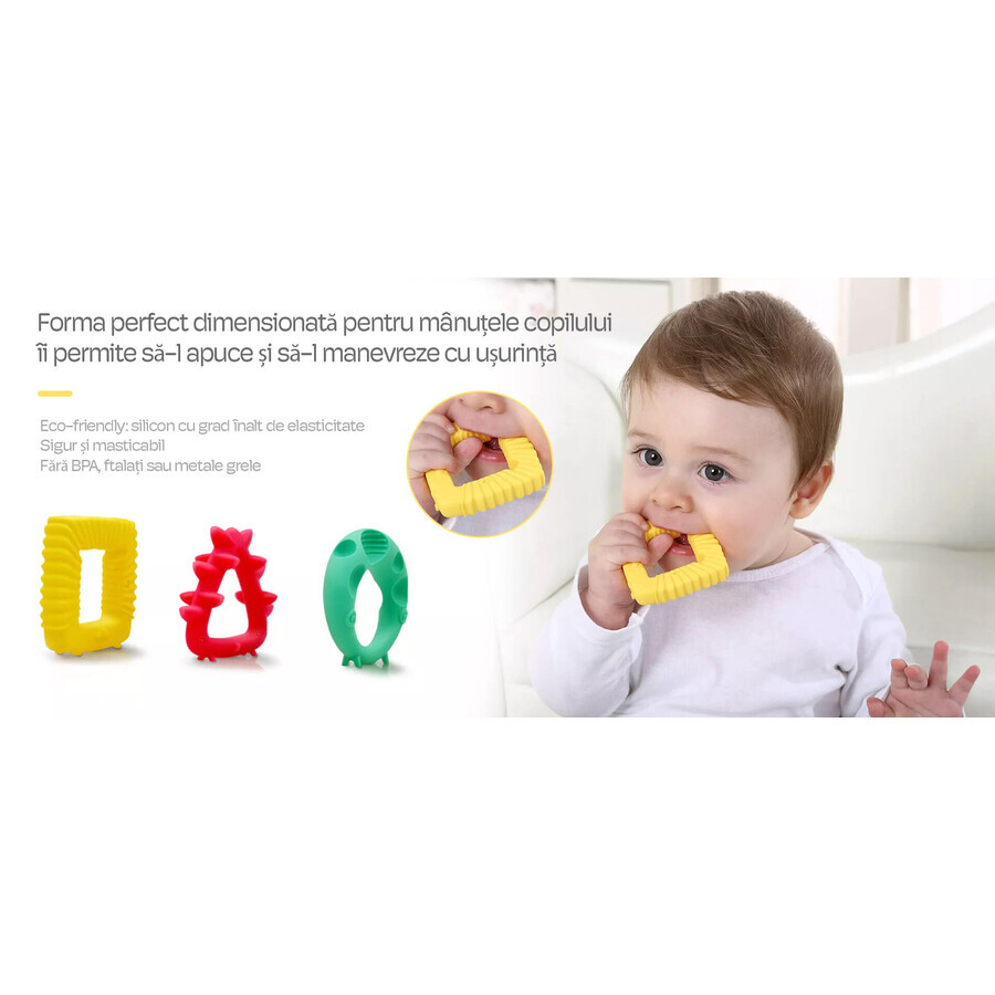 Set d'anneaux gingivaux en silicone Animalute funny, Mombella
