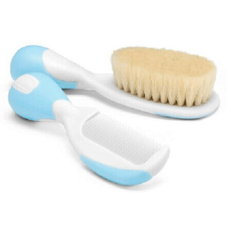 Ensemble brosse et peigne pour cheveux naturels, bleu, Chicco