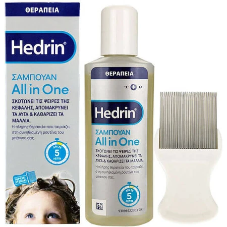 Hedrin Shampooing et peigne anti-poux pour enfants 100ml 1pc