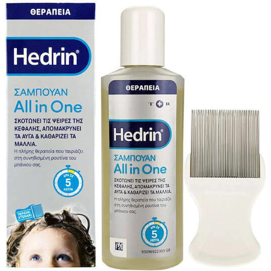 Hedrin Shampooing et peigne anti-poux pour enfants 100ml 1pc