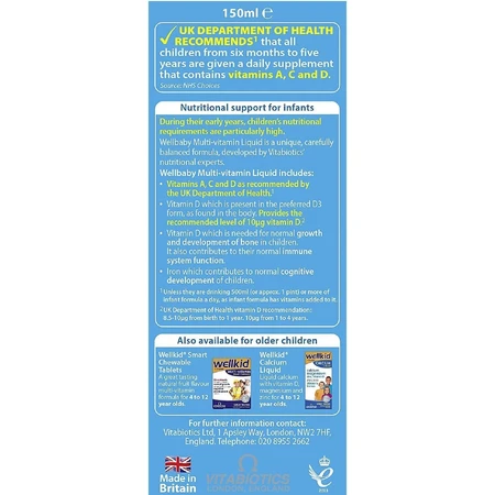 WellKid Baby et Infant 14 sirop de vitamines et minéraux, 150 ml, Vitabiotics