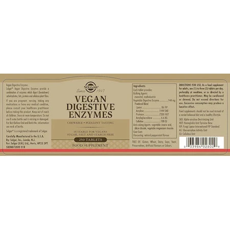 Solgar Vegan Digestive Enzymes Gluten Free 50 tabs