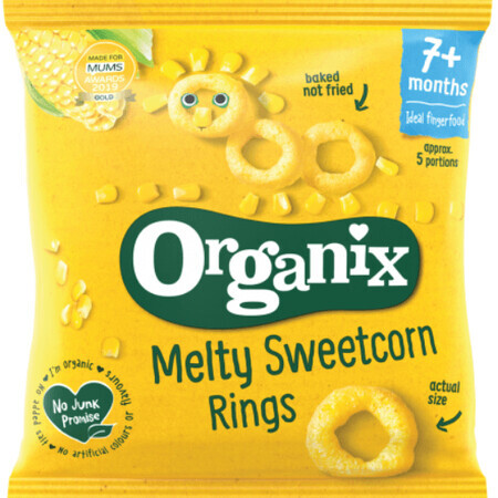 Biologische snack met zoete maïs in ringvorm, +7 maanden, 20 g, Organix