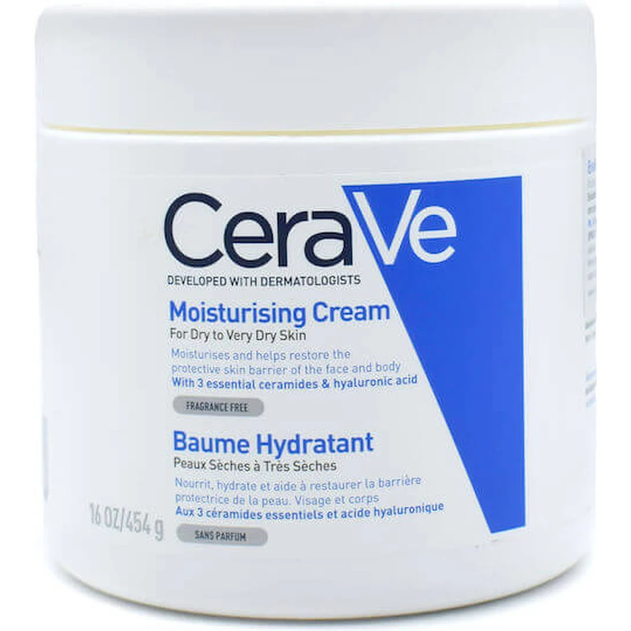 CeraVe Moisturising Feuchtigkeitsspendende Körpercreme mit Hyaluronsäure für trockene/sehr trockene Haut 454gr