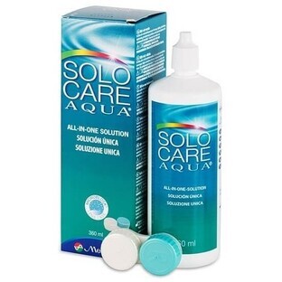 Solo-Care Aqua solution d'entretien pour lentilles de contact + porte-lentilles, 360ml, Menicon