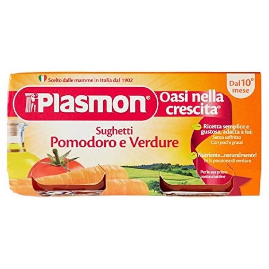 Glutenfreie Tomatensauce für Nudeln, +10 Monate, 2 Stück, 80 gr, Plasmon