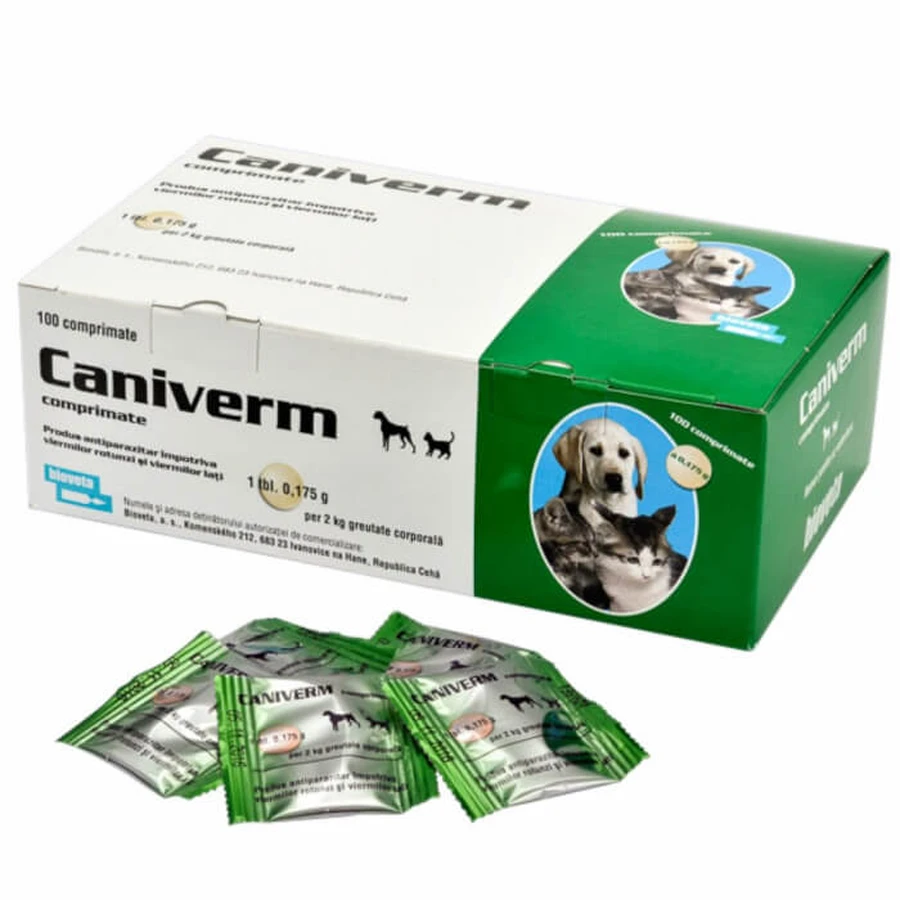 Caniverm 0,175 gr x 100 tbl (voor katten en kleine honden)