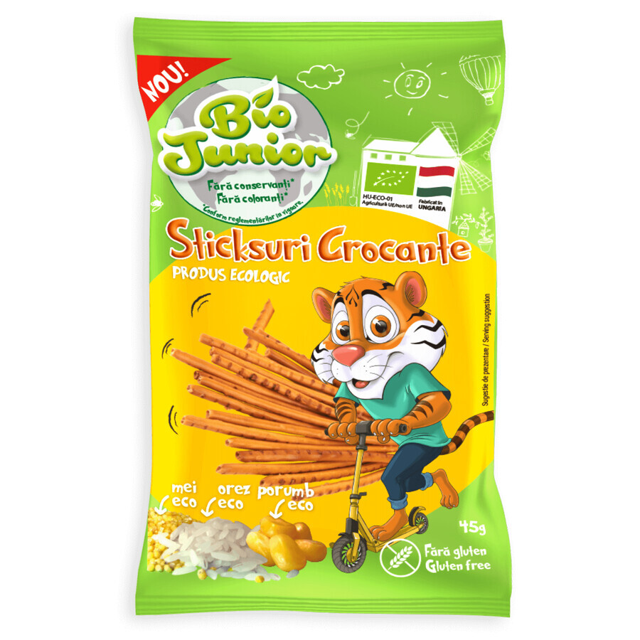 Krokante glutenvrije sticks, 45 g, Bio Junior