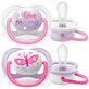 Succhietto Ultra Air, 0-6 mesi, Design testo, ragazze, 2 pezzi, SCF080/02, Philips Avent